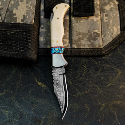 Handmade Damascus Knife with Camel Bone Handle Arham Cutlery