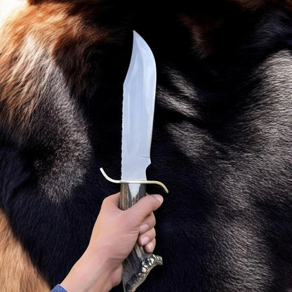 Handmade Carbon Steel Bowie Knife – Stag Antler Handle Hunting & Survival Blade | Arham Cutlery