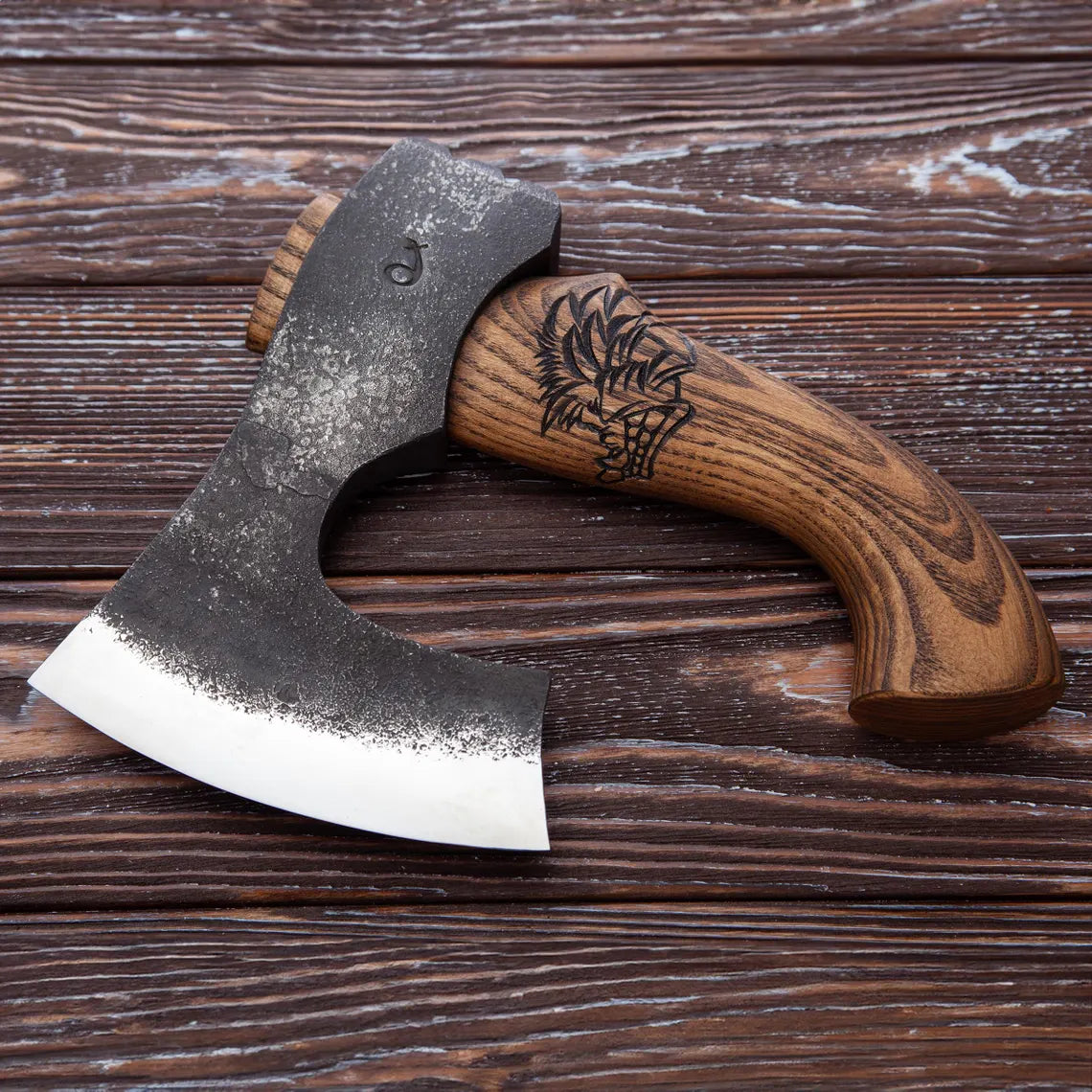 Arham Cutlery Mini Norse Hatchet – Handmade Bearded Viking Axe with Carved Wooden Grip Arham Cutlery