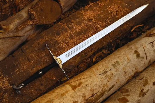Handmade Witcher Inspired Stainless Steel Sword with Black Hardwood Scabbard – 43" Fantasy Collector Sword Arham Cutlery