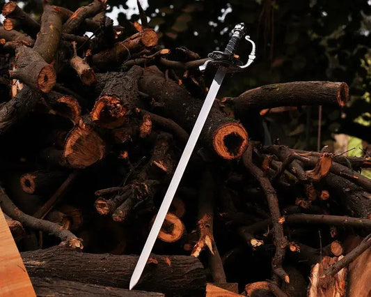 Custom Handmade Stainless Steel Rapier Sword with Leather-Wrapped Handle & Scabbard – 38" Medieval Collectible Sword Arham Cutlery