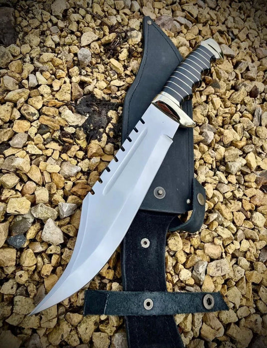Custom Handmade D2 Steel Hunting Knife with Buffalo Horn Handle & Leather Sheath | Arham Cutlery
