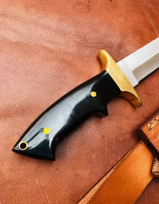Hand-Forged D2 Steel Fixed Blade Hunting Knife – Full Tang Camping Knife with Buffalo Horn Handle | Arham Cutlery - Arham Cutlery