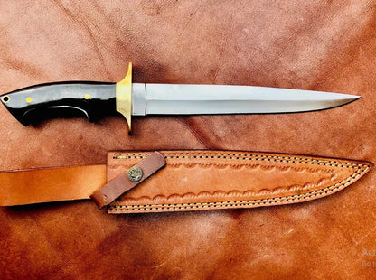 Hand-Forged D2 Steel Fixed Blade Hunting Knife – Full Tang Camping Knife with Buffalo Horn Handle | Arham Cutlery