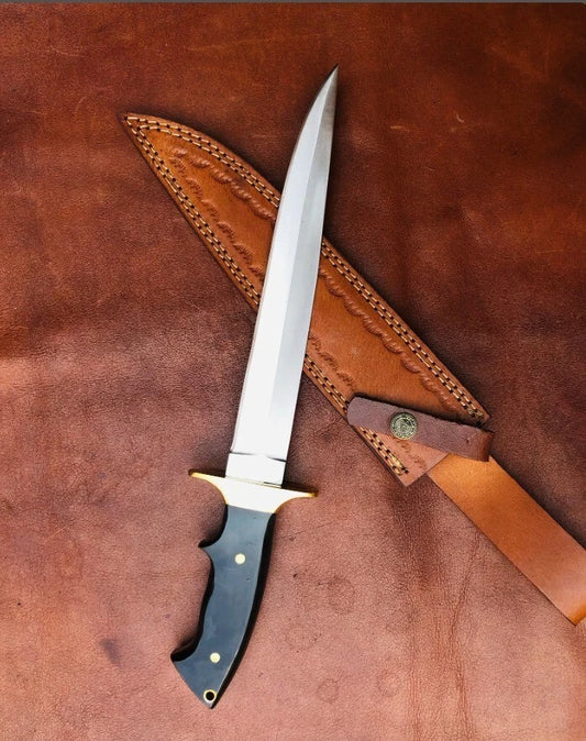 Hand-Forged D2 Steel Fixed Blade Hunting Knife – Full Tang Camping Knife with Buffalo Horn Handle | Arham Cutlery