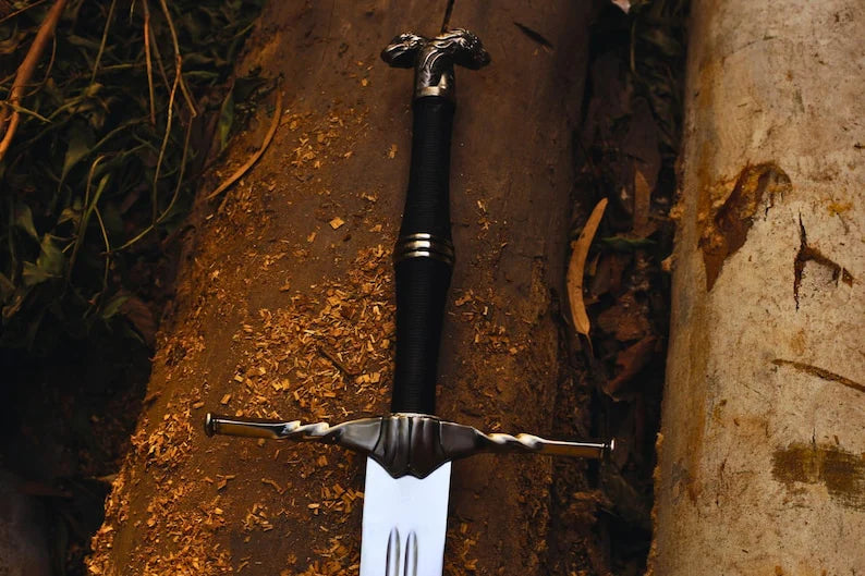 Handmade Witcher Inspired Stainless Steel Sword with Black Hardwood Scabbard – 43" Fantasy Collector Sword Arham Cutlery
