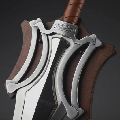 Ornate Silver Guard Fantasy Sword with Brown Leather Handle Arham Cutlery