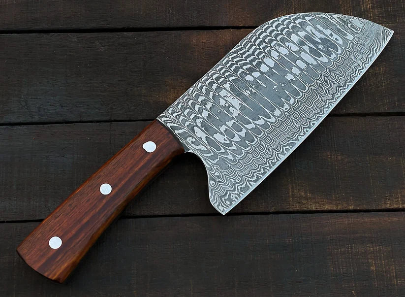 Premium Handmade Damascus Butcher Cleaver with Leather Sheath | Custom Full Tang Kitchen Chopper Knife Arham Cutlery