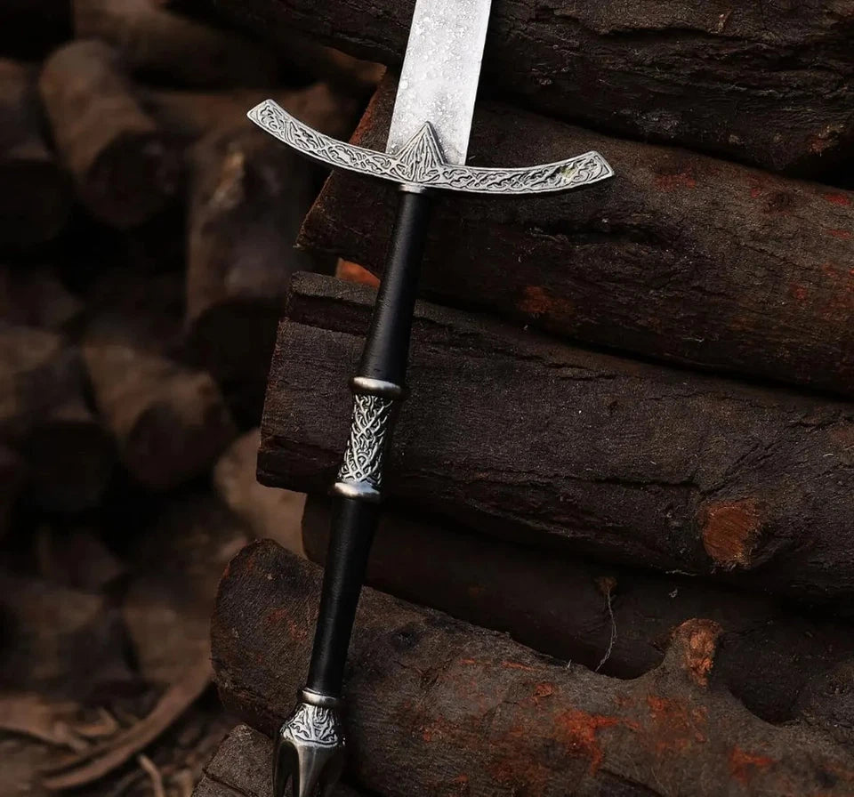 Hand-Forged Damascus Viking Long Sword – 38” Medieval Norse Sword with Scabbard | Arham Cutlery