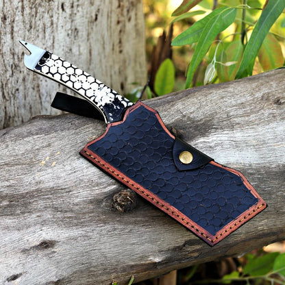 Arham Cutlery Hand-Forged J2 Steel Cleaver Knife – 12” Artisan Blade with Honeycomb Resin Handle & Leather Sheath - Arham Cutlery
