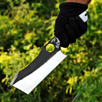 Arham Cutlery Hand-Forged J2 Steel Cleaver Knife – 12” Artisan Blade with Honeycomb Resin Handle & Leather Sheath - Arham Cutlery