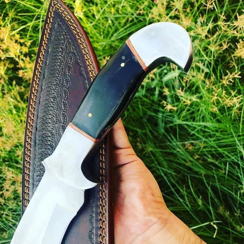 Arham Cutlery Handcrafted Full-Tang Bowie Knife with Leather Sheath