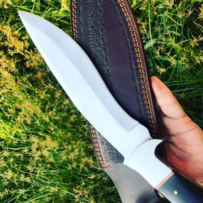 Arham Cutlery Handcrafted Full-Tang Bowie Knife with Leather Sheath