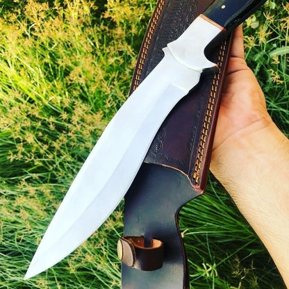 Arham Cutlery Handcrafted Full-Tang Bowie Knife with Leather Sheath
