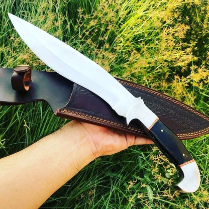 Arham Cutlery Handcrafted Full-Tang Bowie Knife with Leather Sheath