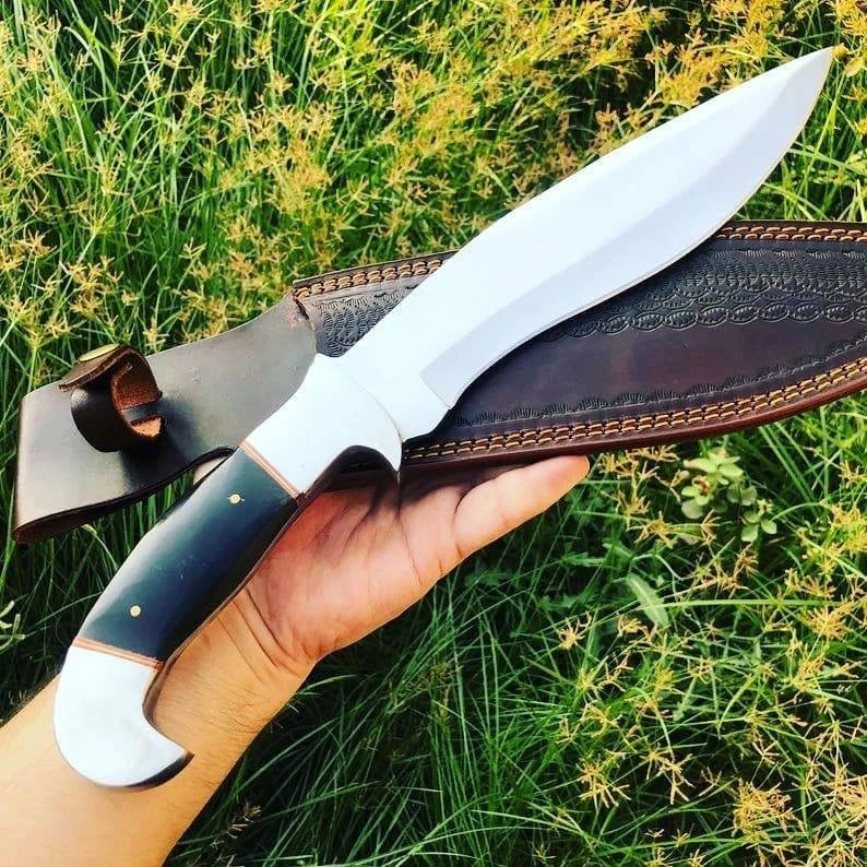 Arham Cutlery Handcrafted Full-Tang Bowie Knife with Leather Sheath