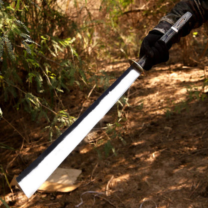 Arham Cutlery Handcrafted J2 Steel Machete – 30.5” Full Tang Bushcraft Blade with Wood & Resin Handle and Leather Sheath