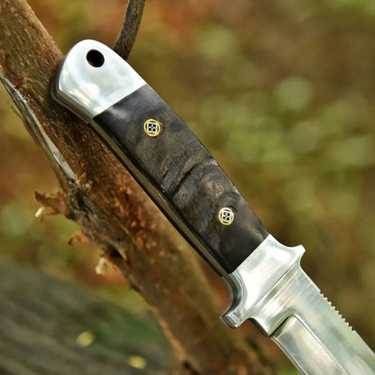 Handmade 440C Steel Hunting Knife with Sheep Horn Handle & Leather Sheath | Arham Cutlery