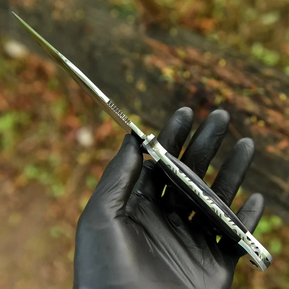 Handmade 440C Steel Hunting Knife with Sheep Horn Handle & Leather Sheath | Arham Cutlery