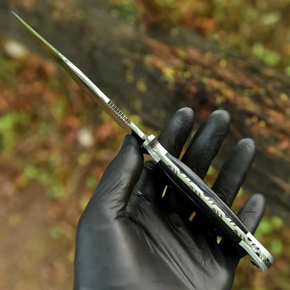 Handmade 440C Steel Hunting Knife with Sheep Horn Handle & Leather Sheath | Arham Cutlery