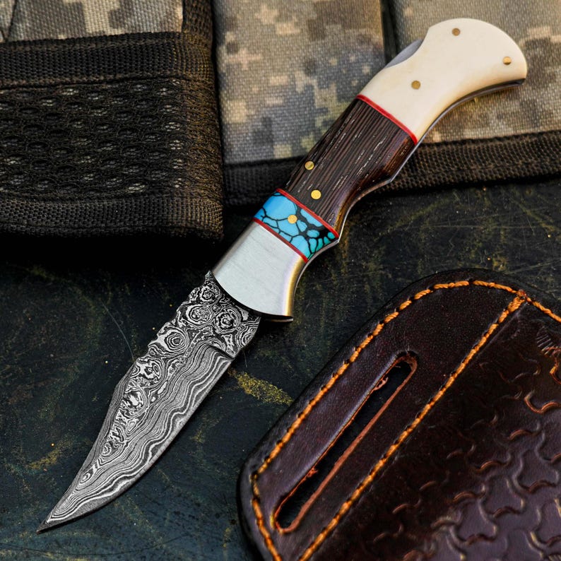 Handmade Damascus Knife with Camel Bone & Wenge Wood Handle Arham Cutlery