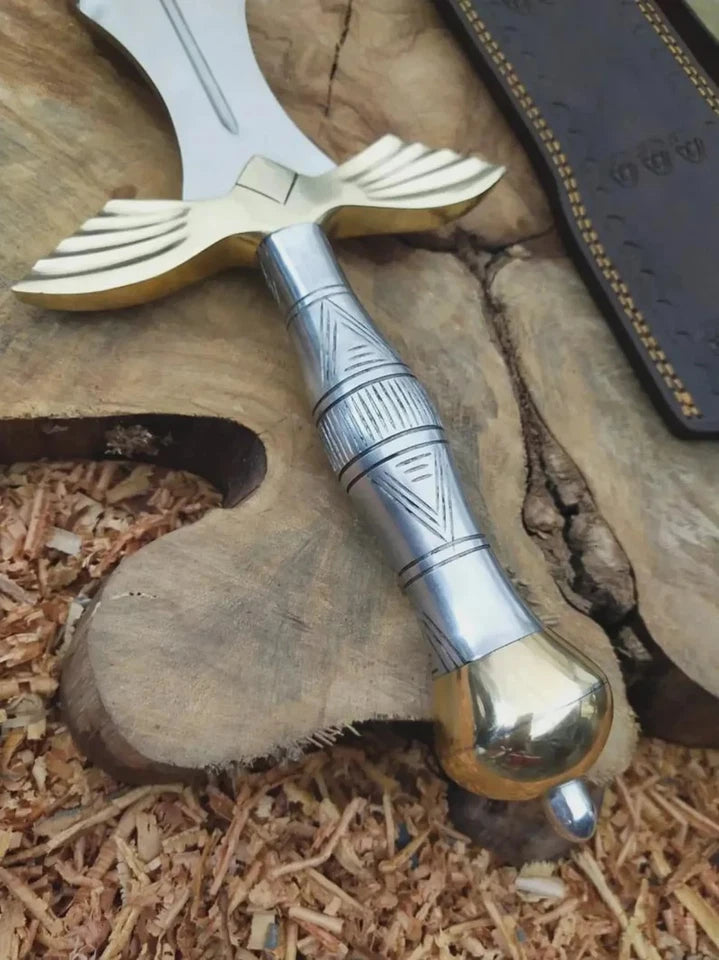 Handmade Carbon Steel Fantasy King Sword – Full-Length Display & Collector Sword with Leather Scabbard | Arham Cutlery