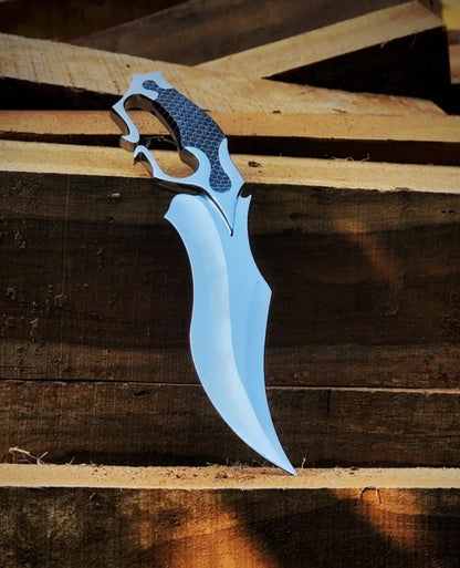 Arham Cutlery Custom Handmade Carbon Steel Hunting Knife – 15” Curved Blade with Honeycomb Resin Handle & Sheath