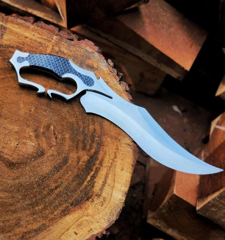 Arham Cutlery Custom Handmade Carbon Steel Hunting Knife – 15” Curved Blade with Honeycomb Resin Handle & Sheath