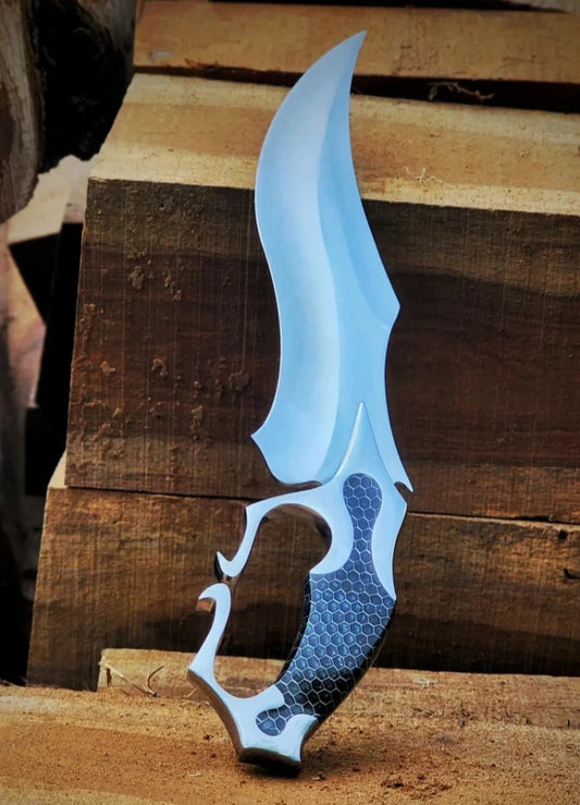 Arham Cutlery Custom Handmade Carbon Steel Hunting Knife – 15” Curved Blade with Honeycomb Resin Handle & Sheath