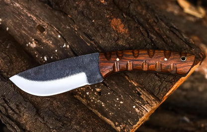 Handmade Carbon Steel Skinning Knife – Razor Sharp Hunting & Camping Knife with Leather Sheath | Arham Cutlery