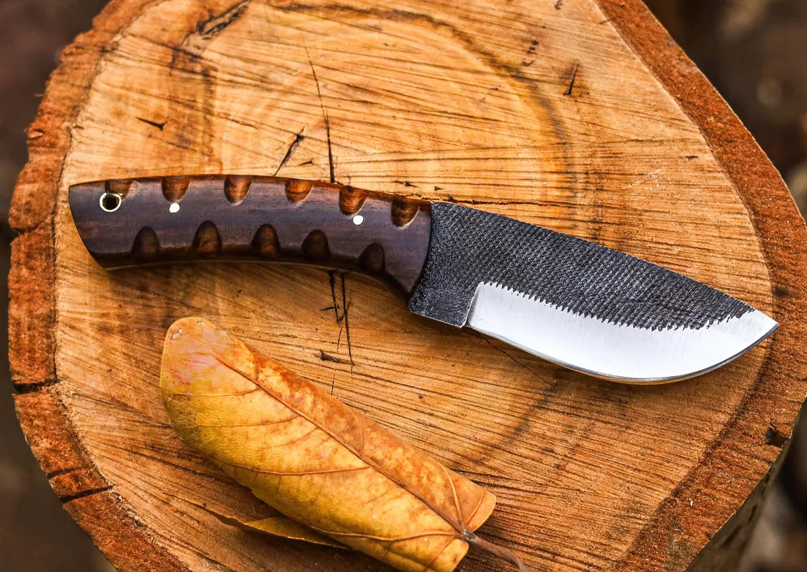 Handmade Carbon Steel Skinning Knife – Razor Sharp Hunting & Camping Knife with Leather Sheath | Arham Cutlery