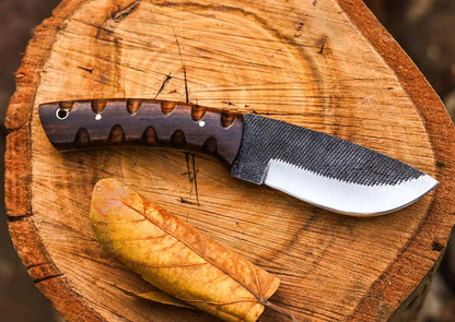 Handmade Carbon Steel Skinning Knife – Razor Sharp Hunting & Camping Knife with Leather Sheath | Arham Cutlery