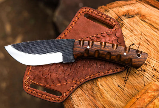 Handmade Carbon Steel Skinning Knife – Razor Sharp Hunting & Camping Knife with Leather Sheath | Arham Cutlery