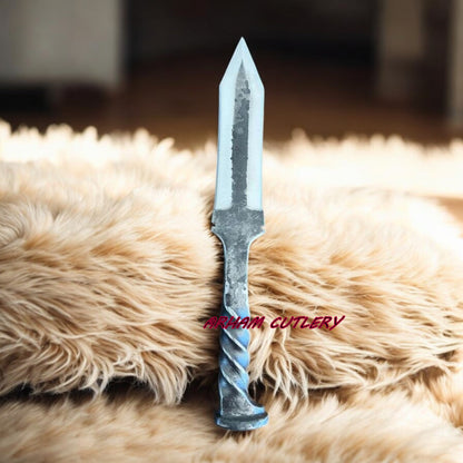 Heavy Duty Handmade D2 Railroad Dagger with Leather Sheath | 11.5” Custom Forged | Arham Cutlery