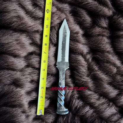 Heavy Duty Handmade D2 Railroad Dagger with Leather Sheath | 11.5” Custom Forged | Arham Cutlery