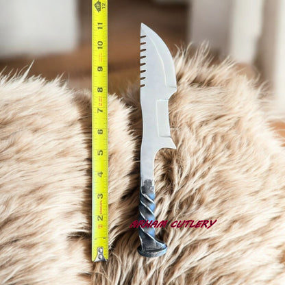 Heavy Duty Handmade D2 Railroad Tracker Knife with Leather Sheath | 11.5” Custom Forged | Arham Cutlery