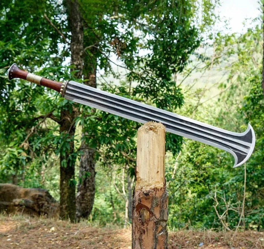 Arham Cutlery Custom Handmade D2 Steel Bowie Hunting Sword with Leather Sheath