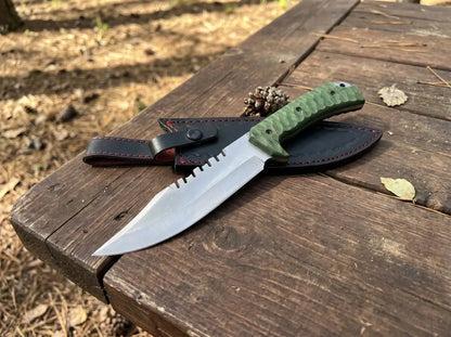 Custom Handmade Bowie Knife with Leather Sheath – Fixed Blade Collector Knife for Camping & Outdoor Use Arham Cutlery