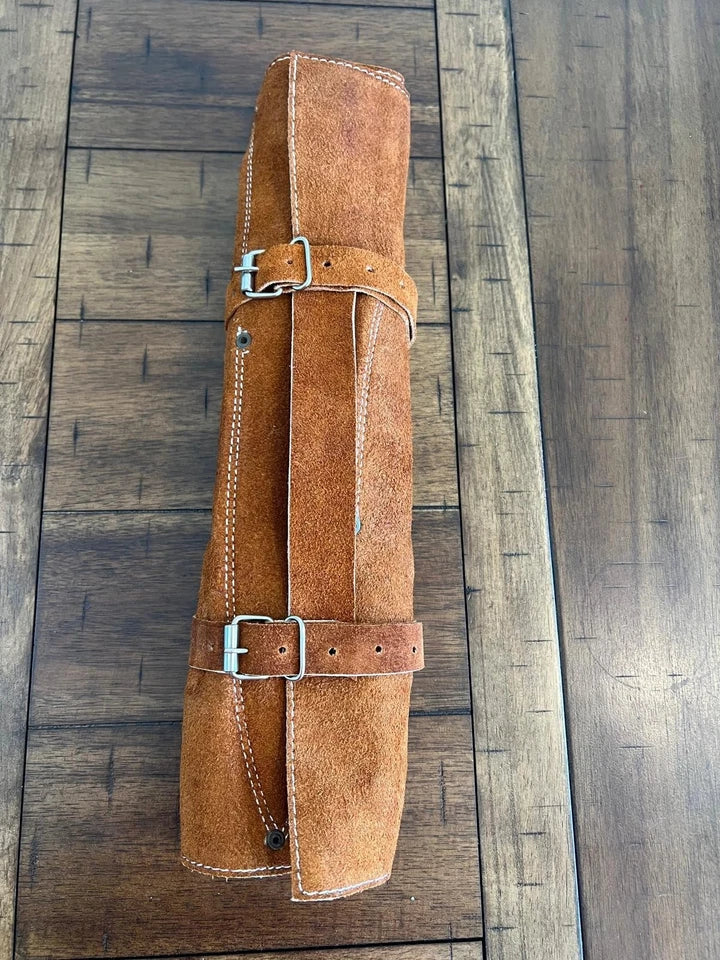 Handmade Hammered Steel 5-Piece Chef Knife Set with Wood Handles & Leather Carry Bag | Arham Cutlery