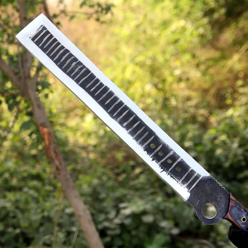 Arham Cutlery Handmade J2 Steel Bushcraft Machete – 21” Full Tang Blade with Hardwood Handle & Leather Sheath