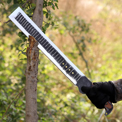 Arham Cutlery Handmade J2 Steel Bushcraft Machete – 21” Full Tang Blade with Hardwood Handle & Leather Sheath