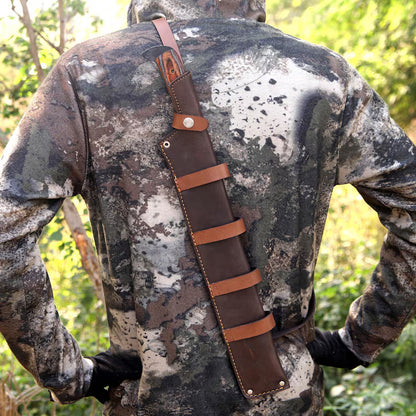 Arham Cutlery Handmade J2 Steel Bushcraft Machete – 21” Full Tang Blade with Hardwood Handle & Leather Sheath