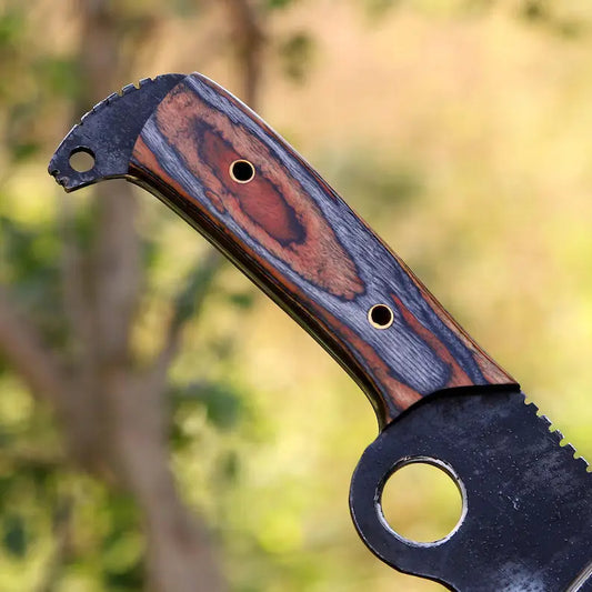 Arham Cutlery Handmade J2 Steel Bushcraft Machete – 21” Full Tang Blade with Hardwood Handle & Leather Sheath - Arham Cutlery