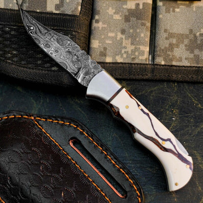 Handmade San Mai Damascus Knife with Resin Handle Arham Cutlery