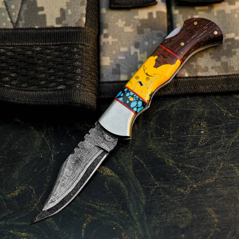 Handmade Damascus San Mai Knife with Wenge Wood Handle Arham Cutlery