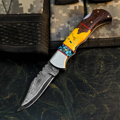 Handmade Damascus San Mai Knife with Wenge Wood Handle Arham Cutlery