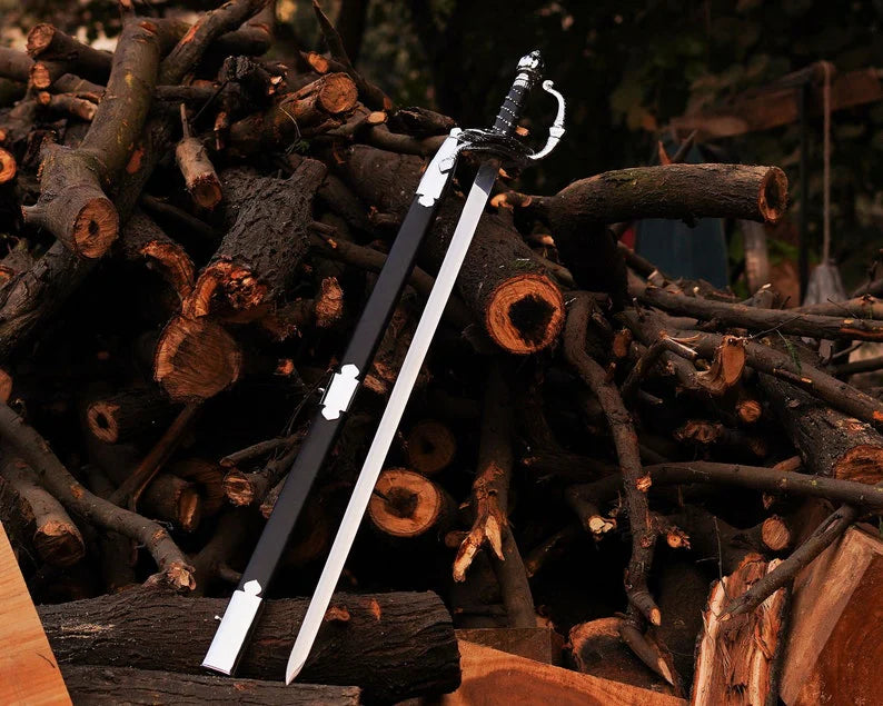 Custom Handmade Stainless Steel Rapier Sword with Leather-Wrapped Handle & Scabbard – 38" Medieval Collectible Sword Arham Cutlery