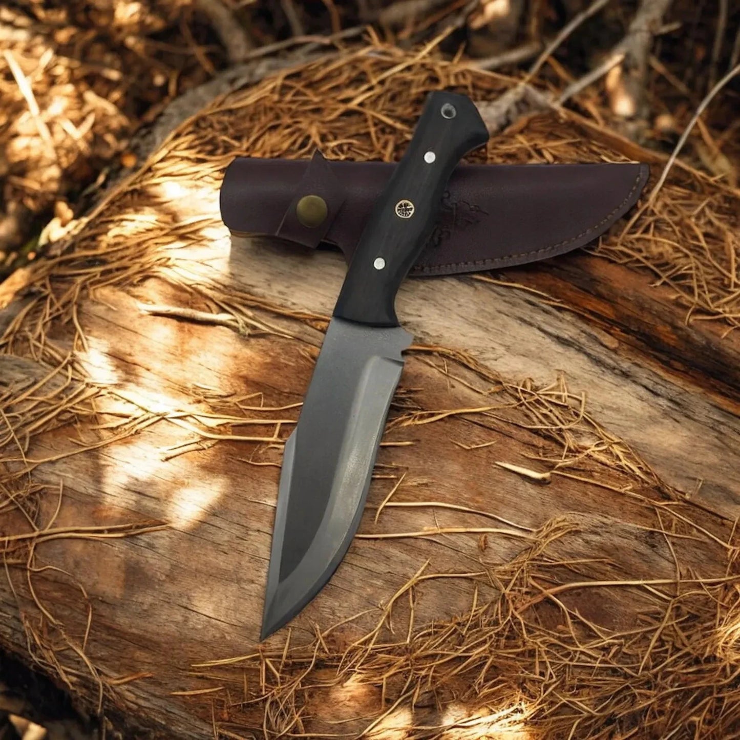 Handmade Tactical Bowie Knife – 4116 Stainless Steel Full Tang Blade with Walnut Handle & Leather Sheath | Arham Cutlery