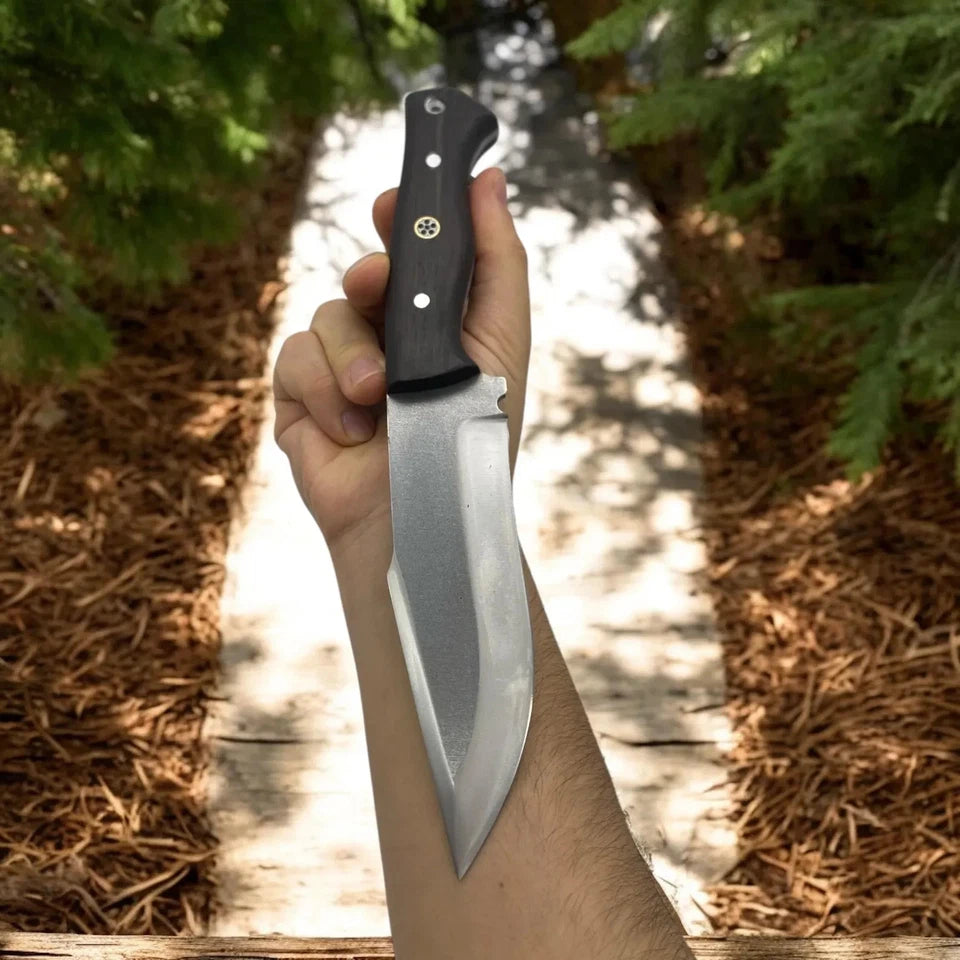 Handmade Tactical Bowie Knife – 4116 Stainless Steel Full Tang Blade with Walnut Handle & Leather Sheath | Arham Cutlery