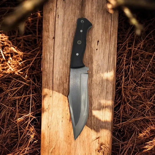 Handmade Tactical Bowie Knife – 4116 Stainless Steel Full Tang Blade with Walnut Handle & Leather Sheath | Arham Cutlery - Arham Cutlery